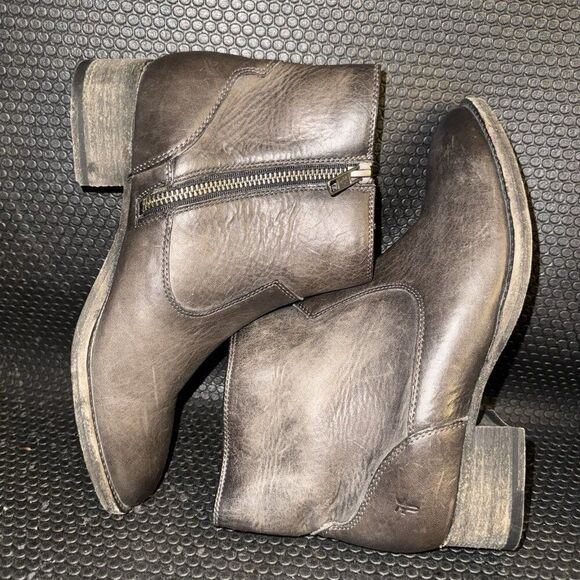 Frye Brooke Short Inside Zipper Brown Smoke Leather Bootie Women’s Size 7B - Picture 4 of 8
